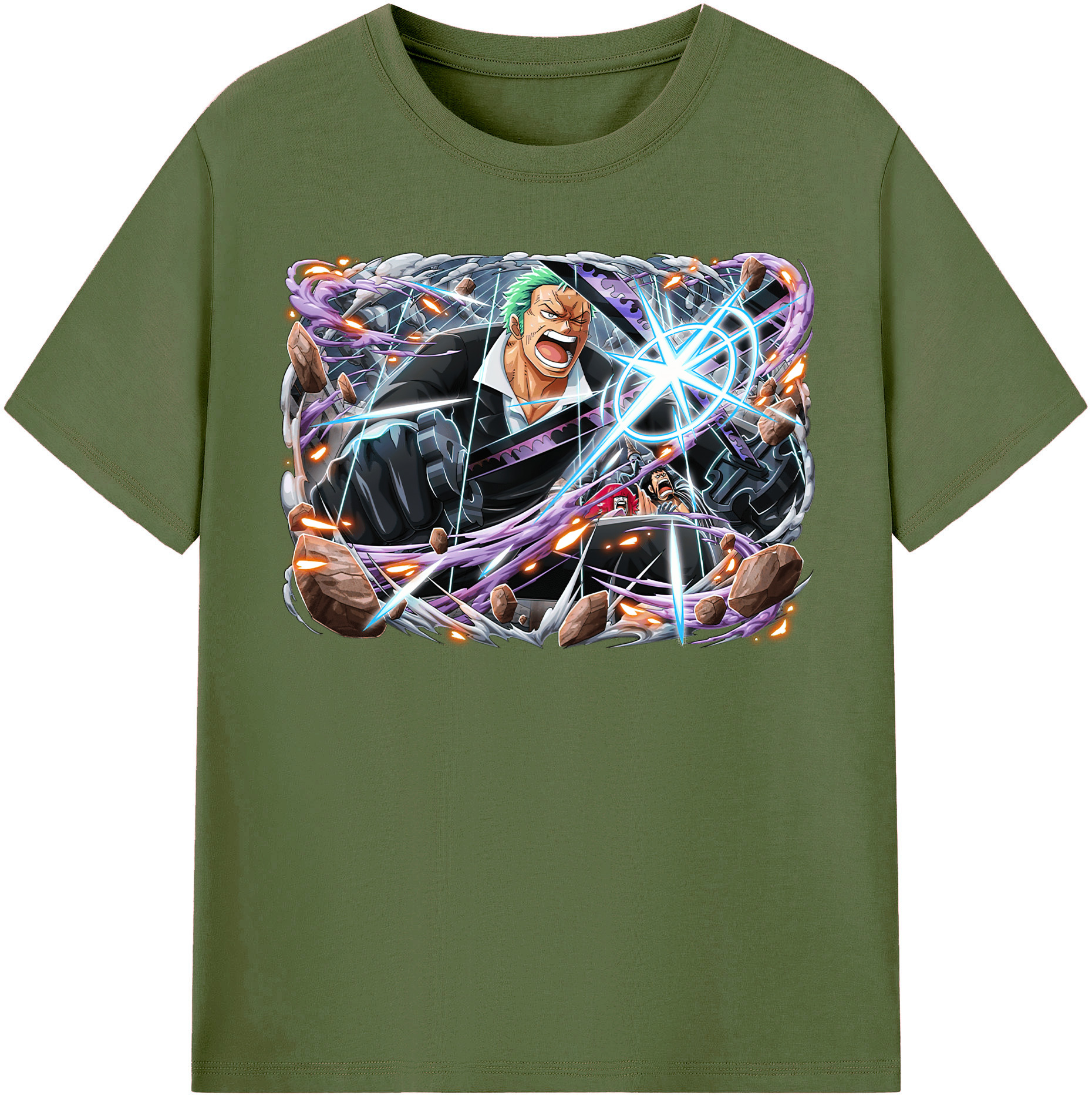 ワンピース ロロノア・ゾロ ONE PIECE Roronoa Zoro 綿100％半袖Tシャツ（フロントプリント）